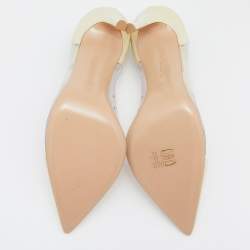 Pre Owned Gianvito Rossi Cream Leather and  PVC Plexi Pointed toe Pumps Size 37
