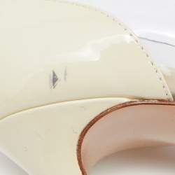 Pre Owned Gianvito Rossi Cream Leather and  PVC Plexi Pointed toe Pumps Size 37