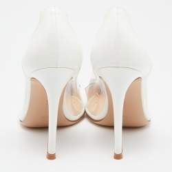 Pre Owned Gianvito Rossi White Patent Leather and PVC Plexi Pumps Size 36