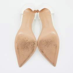 Pre Owned Gianvito Rossi White Patent Leather and PVC Plexi Pumps Size 36