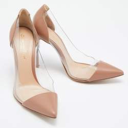 Pre Owned Gianvito Rossi Brown Leather and PVC Plexi Pumps Size 36