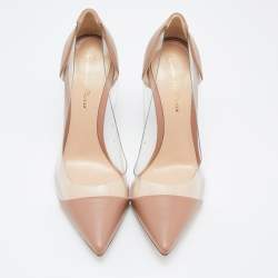 Pre Owned Gianvito Rossi Brown Leather and PVC Plexi Pumps Size 36