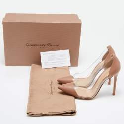 Pre Owned Gianvito Rossi Brown Leather and PVC Plexi Pumps Size 36