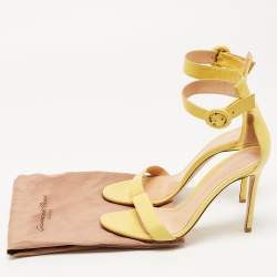 Pre Owned Gianvito Rossi Yellow Leather Portofino Ankle Strap Sandals Size 38