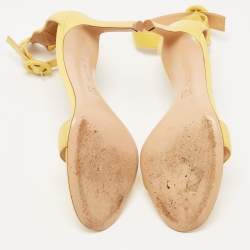 Pre Owned Gianvito Rossi Yellow Leather Portofino Ankle Strap Sandals Size 38