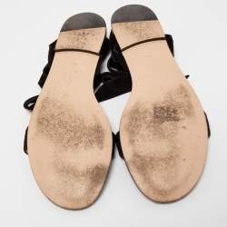 Pre Owned Gianvito Rossi Black Suede Ankle Wrap Flat Sandals Size 38.5
