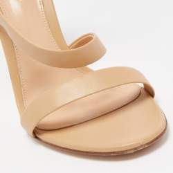 Pre Owned Gianvito Rossi Beige Leather Opera Twirl Ankle Wrap Sandals Size 38.5