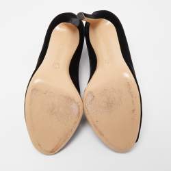 Pre Owned Gianvito Rossi Black Velvet Open Toe Booties Size 38