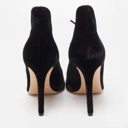 Pre Owned Gianvito Rossi Black Velvet Open Toe Booties Size 38