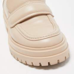 Pre Owned Gianvito Rossi Beige Leather Argo Loafers Size 35.5