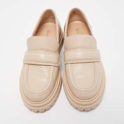 Pre Owned Gianvito Rossi Beige Leather Argo Loafers Size 35.5