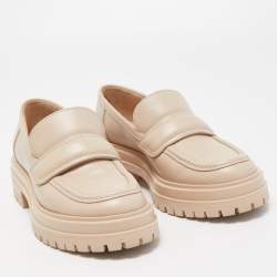 Pre Owned Gianvito Rossi Beige Leather Argo Loafers Size 35.5