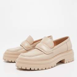 Pre Owned Gianvito Rossi Beige Leather Argo Loafers Size 35.5
