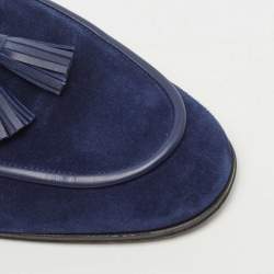 Pre Owned Gianvito Rossi Blue Suede Tassel Slip On Loafers Size 42.5