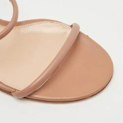 Pre Owned Gianvito Rossi Beige Leather Block Heel Slide Sandals Size 36