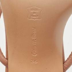 Pre Owned Gianvito Rossi Beige Leather Block Heel Slide Sandals Size 36