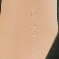 Pre Owned Gianvito Rossi Dark Green Suede Vamp Peep Toe Booties Size 35.5