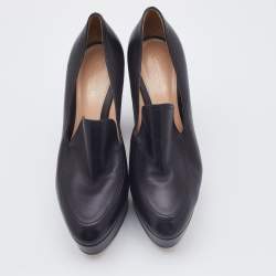 Pre Owned Gianvito Rossi Black Leather Block Heel Loafer Pumps Size 38.5