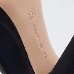 Pre Owned Gianvito Rossi Black Leather Block Heel Loafer Pumps Size 38.5