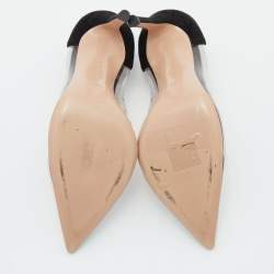 Pre Owned Gianvito Rossi Black/Silver PVC, Suede and Patent Leather Plexi Pumps Size 35