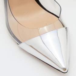 Pre Owned Gianvito Rossi Black/Silver PVC, Suede and Patent Leather Plexi Pumps Size 35