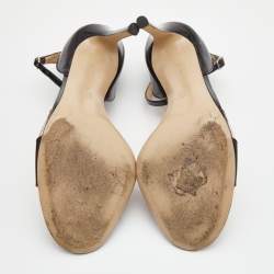 Pre Owned Gianvito Rossi Black Patent Leather and PVC Natalie Ankle Strap Sandals Size 39