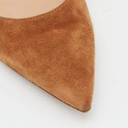 Pre Owned Gianvito Rossi Tan Suede Pointed Toe D'orsay Pumps Size 38