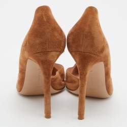 Pre Owned Gianvito Rossi Tan Suede Pointed Toe D'orsay Pumps Size 38