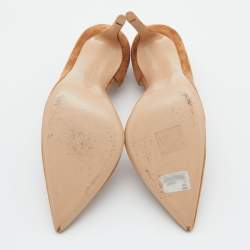 Pre Owned Gianvito Rossi Tan Suede Pointed Toe D'orsay Pumps Size 38