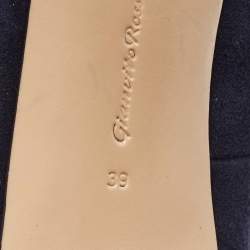 Pre Owned Gianvito Rossi Blue Suede Lace Bow Pointed Toe Pumps Size 39