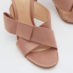Pre Owned Gianvito Rossi Beige Satin Bow Open Toe Mules Size 40