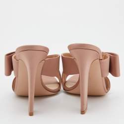 Pre Owned Gianvito Rossi Beige Satin Bow Open Toe Mules Size 40