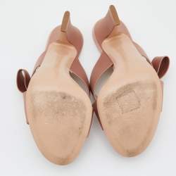 Pre Owned Gianvito Rossi Beige Satin Bow Open Toe Mules Size 40