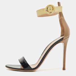 Pre Owned Gianvito Rossi Black Leather Portofino Ankle Cuff Sandals Size 39