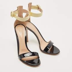 Pre Owned Gianvito Rossi Black Leather Portofino Ankle Cuff Sandals Size 39