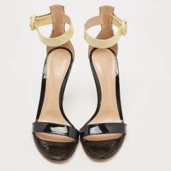 Pre Owned Gianvito Rossi Black Leather Portofino Ankle Cuff Sandals Size 39