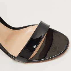 Pre Owned Gianvito Rossi Black Leather Portofino Ankle Cuff Sandals Size 39