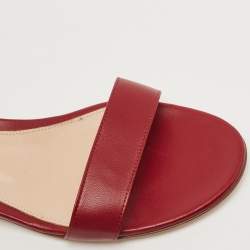 Pre Owned Gianvito Rossi Burgundy Leather Portofino Ankle Cuff Flat Sandals Size 39