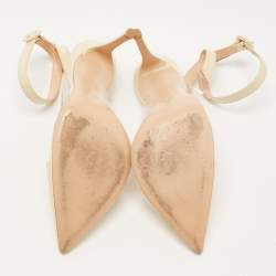 Pre Owned Gianvito Rossi White Patent Leather and PVC Anise Ankle Strap Pumps Size 40