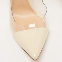 Pre Owned Gianvito Rossi White Patent Leather and PVC Anise Ankle Strap Pumps Size 40