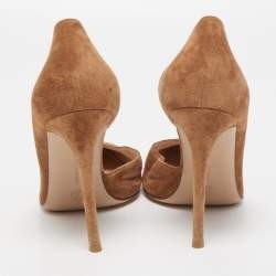 Pre Owned Gianvito Rossi Tan Suede D'orsay Pump Size 39.5
