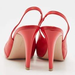 Pre Owned Gianvito Rossi Red Pleated Leather Open Toe Slingback Sandals Size 38