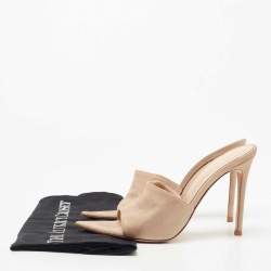 Pre Owned Gianvito Rossi Beige Glitter Nubuck Leather Alisia Slide Sandals Size 38.5