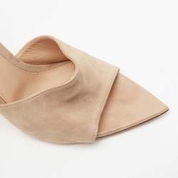Pre Owned Gianvito Rossi Beige Glitter Nubuck Leather Alisia Slide Sandals Size 38.5