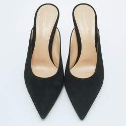 Pre Owned Gianvito Rossi Black Suede Fanny Pointed-Toe Mules Size 39.5