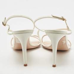 Pre Owned Gianvito Rossi White Patent Leather Ankle Strap Sandals Size 41