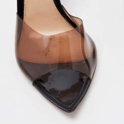 Pre Owned Gianvito Rossi Black/Brown PVC Plexi Slide Sandals Size 38.5