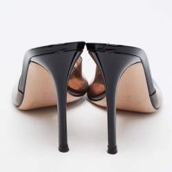 Pre Owned Gianvito Rossi Black/Brown PVC Plexi Slide Sandals Size 38.5