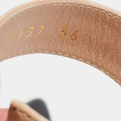 Pre Owned Gianvito Rossi Beige/Black Leather and PVC Ankle Strap Pumps Size 36.5