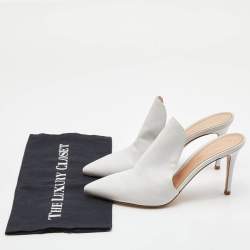 Pre Owned Gianvito Rossi White Leather Aramis Mules Size 39.5
